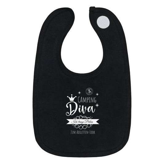 Babylätzchen – Camping Diva, Farbe Schwarz, Ansicht 1