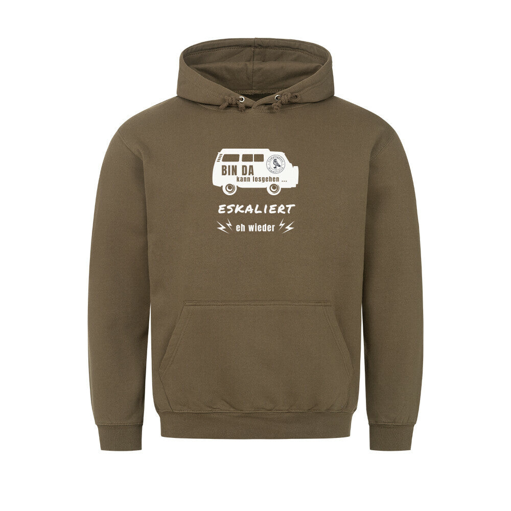 Hoodie – Bin da, Farbe Olive, Ansicht 1