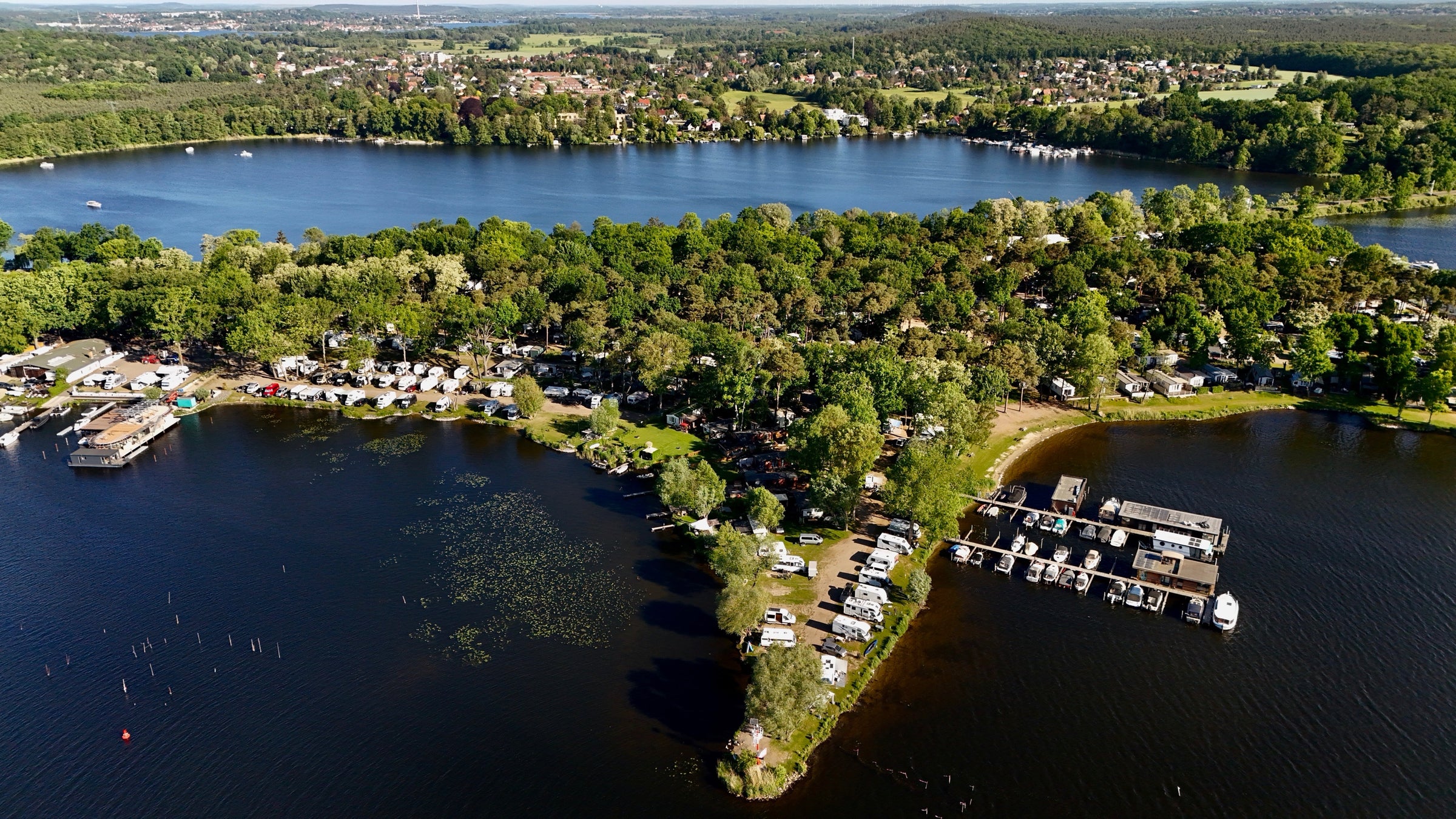 Luftaufnahme vom Campingplatz Himmelreich in Caputh am Schwielowsee